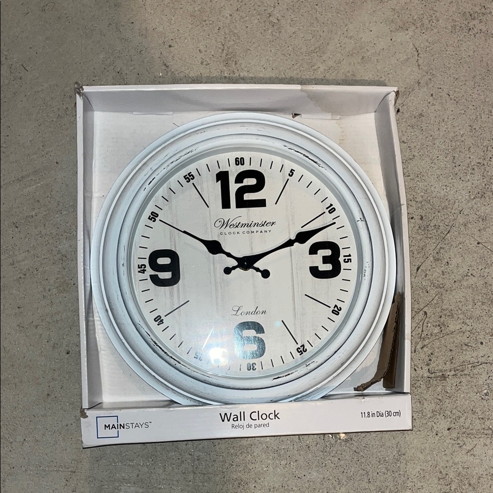 Brand New - Mainstays Black and White Wall Clock